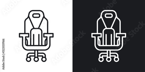 Gaming chair icons set in flat filled style.