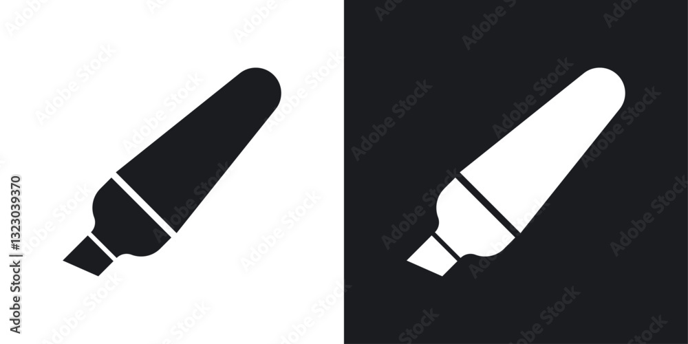 Highlighter icons set in flat filled style. Highlighter icons set in flat filled style.