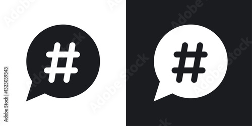 Hashtag icons set in flat filled style.