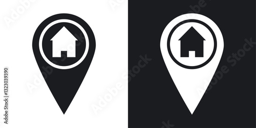 Home location icons set in flat filled style.