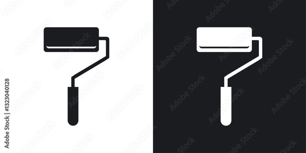 Paint roller icons set in flat filled style. Paint roller icons set in flat filled style.