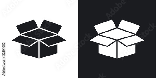 Open Box icons set in flat filled style.