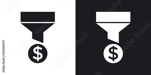 Sales Funnel icons set in flat filled style.