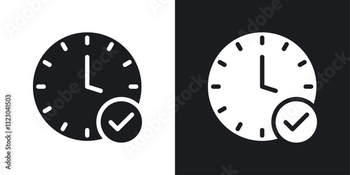 Time check icons set in flat filled style.