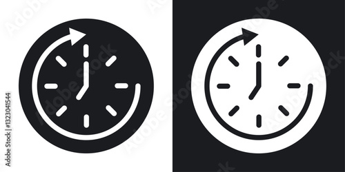 Time forward icons set in flat filled style.
