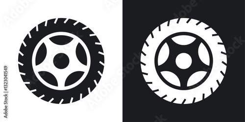 Tire icons set in flat filled style.
