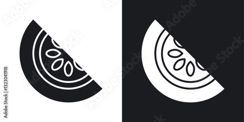 Watermelon icons set in flat filled style.