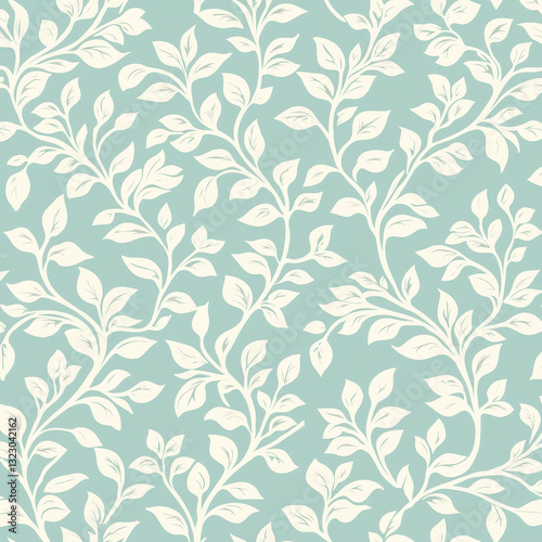 Wallpaper Mural Elegant leaf pattern on soft blue background, perfect for decor. , Seamless Pattern Torontodigital.ca