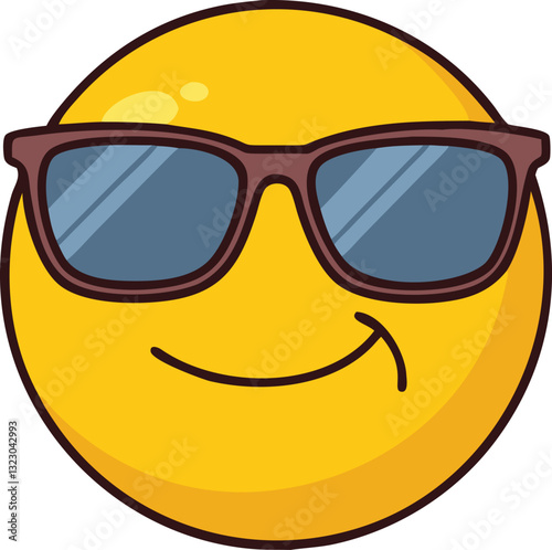 Cool emoji with sunglasses and a smirk, A yellow cool emoji with sunglasses and a smirking smile, conveying confidence and a playful attitude.
