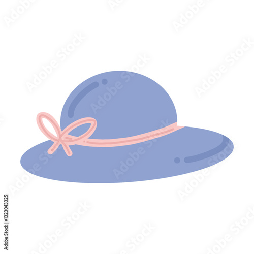 Purple Beach Hat Illustration Icon Single