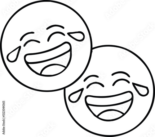 Two laughing emojis with tears of joy, Two black and white laughing emojis with tears of joy, symbolizing laughter, fun, and happiness in a playful, humorous way.
