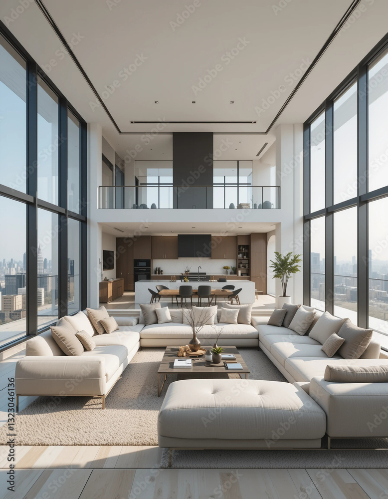 Fototapeta premium Skyline Luxury – Stunning Penthouse Illustrations with Breathtaking Panoramic Views