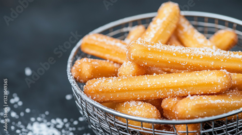 Golden Churros in Basket: A...