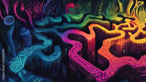 Abstract Colorful Maze Pattern Design Artwork
