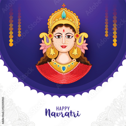 Beautiful face of goddess durga for happy navratri festival background