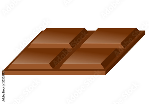 Dark chocolate bars isolated on white background, Piece of snacks bar made from cocoa with milk and sugar in vector graphic illustration style