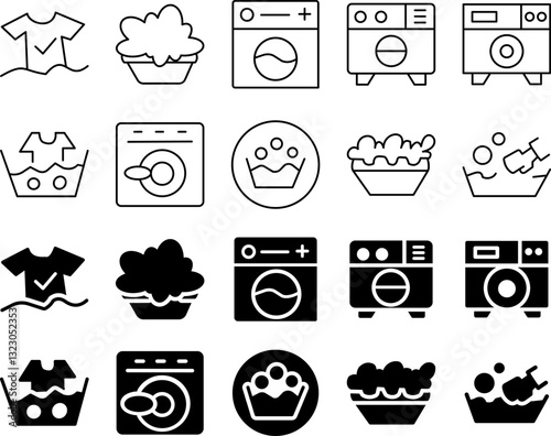 Washable Icon Set thin simple vector