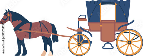 Horse harnessed to passenger cab
