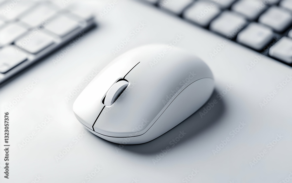 A sleek white computer mouse on a modern desk beside a keyboard, embodying minimalist design and functionality in the workspace. A sleek white computer mouse on a modern desk beside a keyboard, embodying minimalist design and functionality in the workspace.