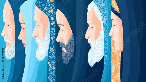 Diverse Faiths  Religious Leaders in Prayer  Peaceful Interfaith Unity  Cultural Tradition photo