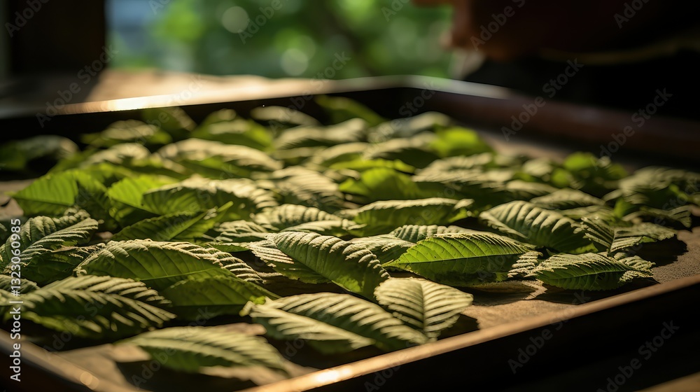 Obraz premium drying kratom leaves