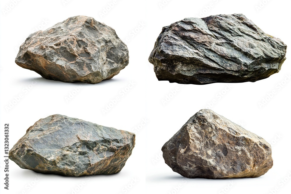 Four isolated rocks on white background. (3) Four isolated rocks on white background. (3)