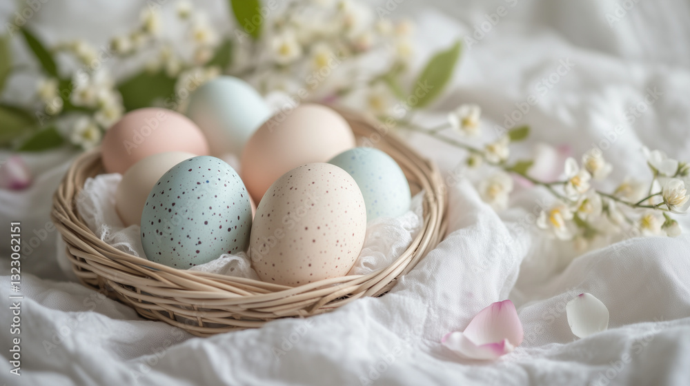 Pastel Easter Eggs in Elegant Woven Nest