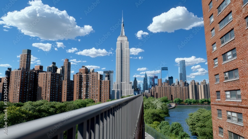 Obraz premium A captivating view of a vibrant cityscape showcasing diverse architecture and urban life in a bustling environment