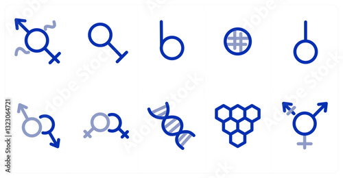 A set of 10 micro icons as gender, transgender, male