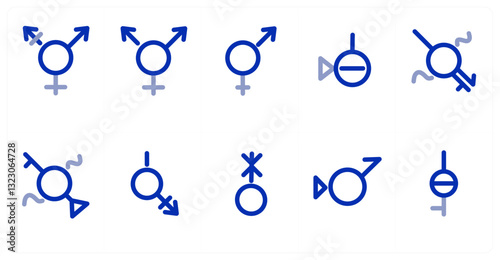 A set of 10 micro icons as gender, transgender, male