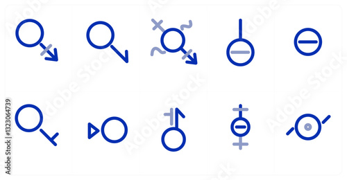 A set of 10 micro icons as gender, transgender, male
