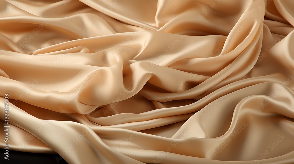 Obraz premium Elegant Beige Silk Fabric Drapery: Luxurious Texture and Smooth Waves