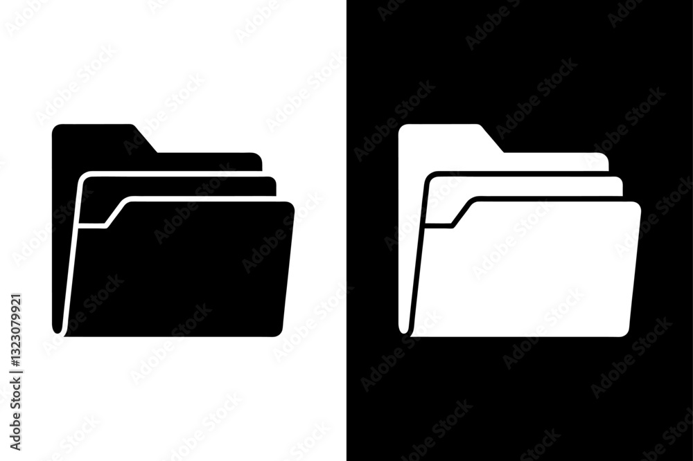 Folder Silhouette Vector Icon Black and White Background. Folder Silhouette Vector Icon Black and White Background.
