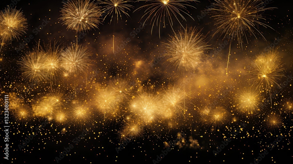 Fototapeta premium bursts fireworks gold