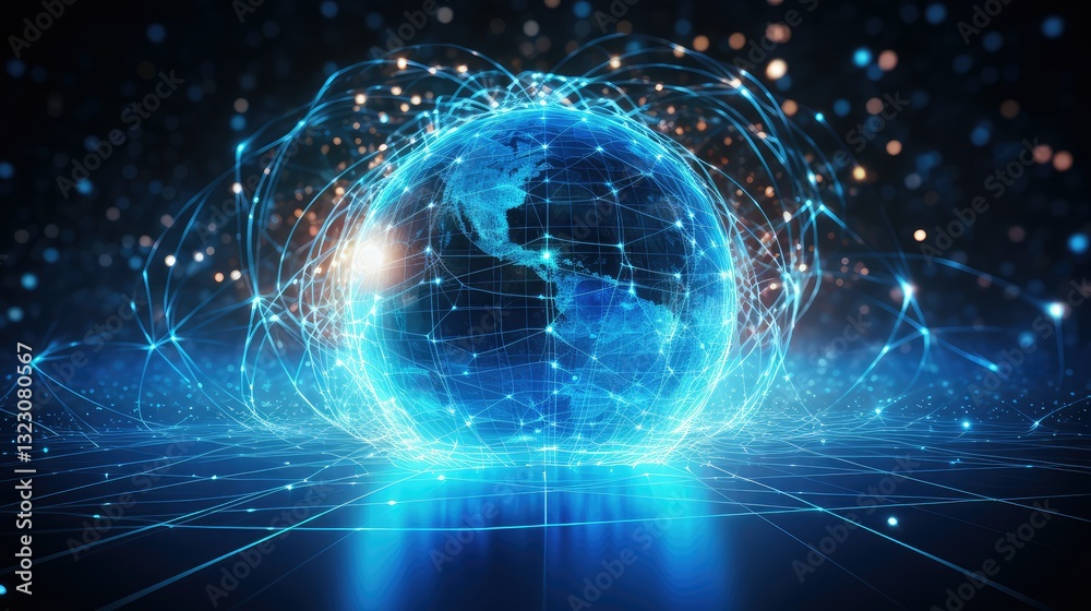 Obraz premium communication blue network