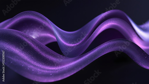 Gradient design element for backgrounds, wallpapers, posters and covers. Abstract fluid holographic iridescent purple curved wave in dark background 3d render. 