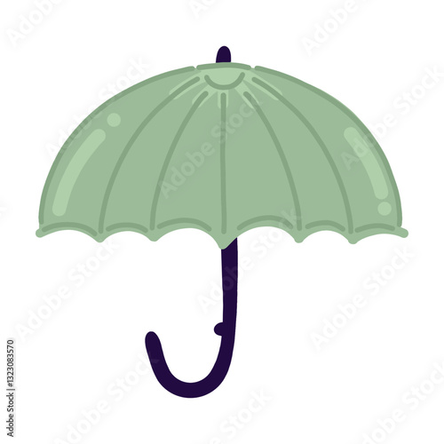 Green Umbrella Illustration Icon Single