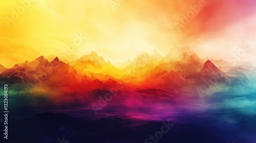 Vibrant Colorful Mountainscape Under a Dramatic Sky
