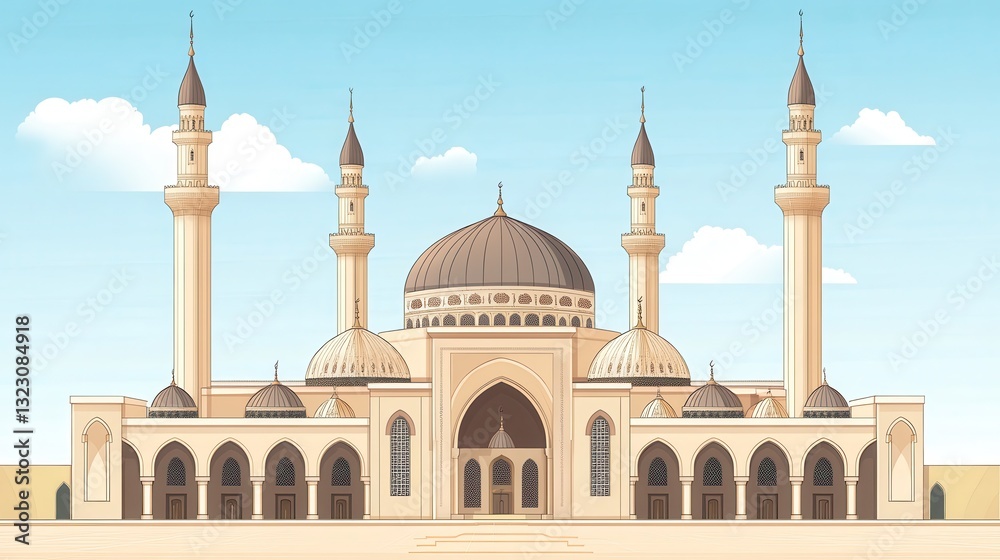 Obraz premium Majestic Mosque Architectural Design Under a Clear Sky