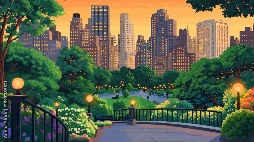 Fototapeta premium World Cities Day-Towering Skyscrapers Seamlessly Blending with Lush Greenery for Sustainable Urban Living