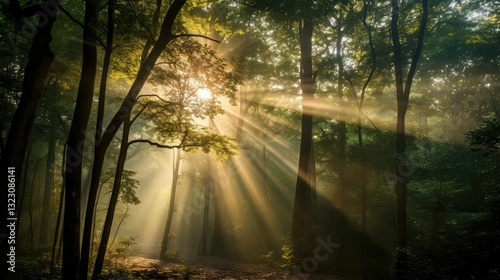 forest sun ray lines