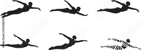 Synchronized Swimming silhouettes