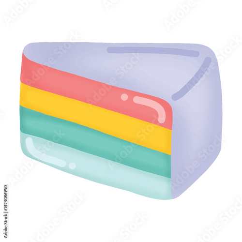 Colorful Cake Slices Illustration Icon Single