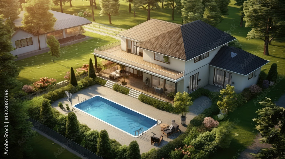 Fototapeta premium garden house renovation illustration