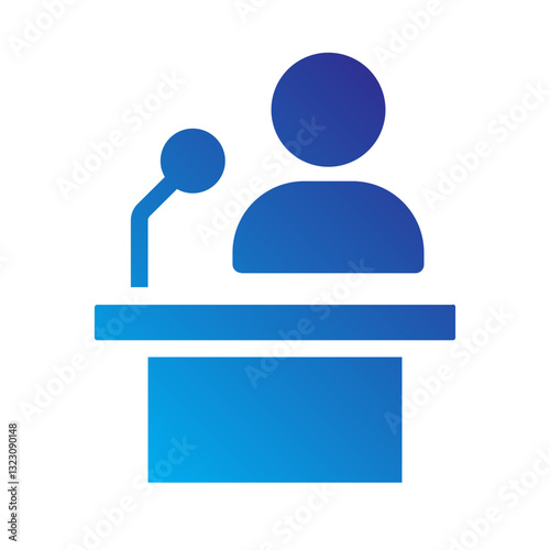    speech  finance  announcement  business  presentation  economy  talk  statement  briefing  communica Solid gradient icon