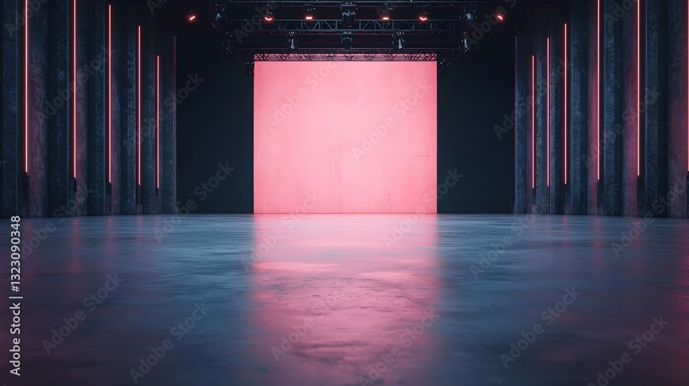 Abstract Studio Space with Pink Backdrop and Neon Lighting Effect Abstract Studio Space with Pink Backdrop and Neon Lighting Effect