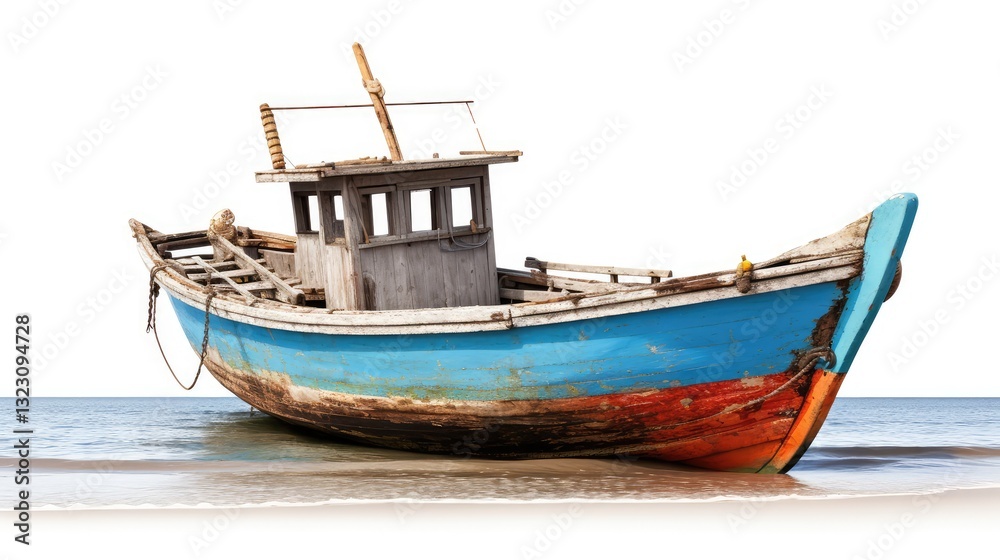 Fototapeta premium weathered boat isolated on white