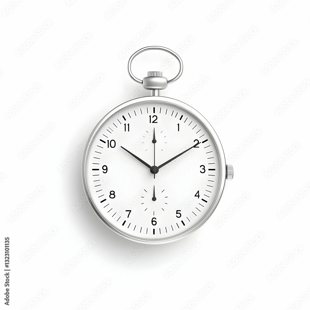 Silver Classic Pocket Watch with White Dial and Black Hands Silver Classic Pocket Watch with White Dial and Black Hands