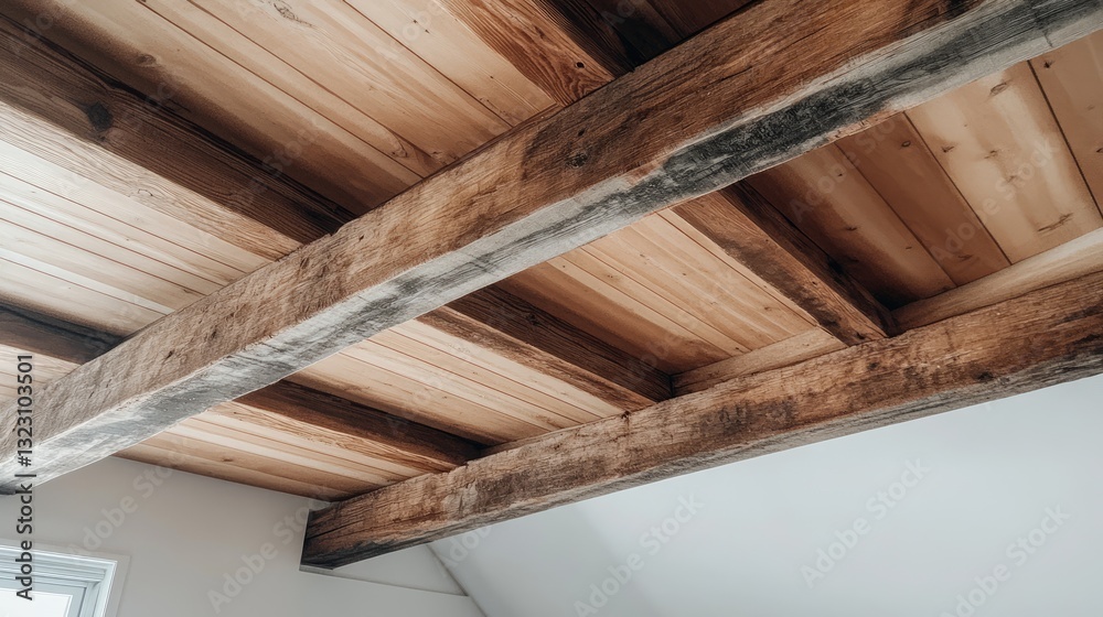 A wooden ceiling beam adding character to a modern loft. A wooden ceiling beam adding character to a modern loft.