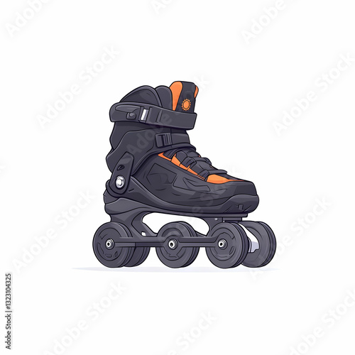 Stylish Black and Orange Inline Skate with Four Wheels for Freedom